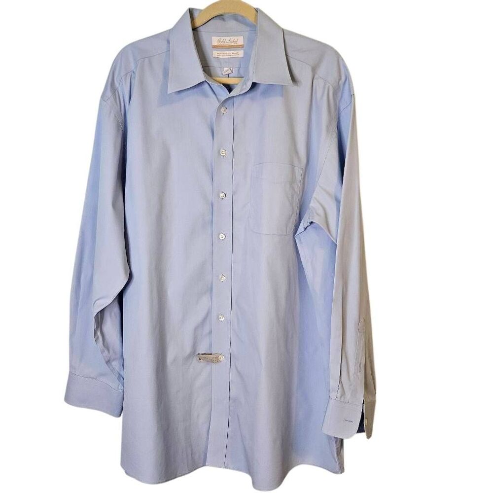 Roundtree & Yorke gold label dress shirt, blue. 17.5.   #973